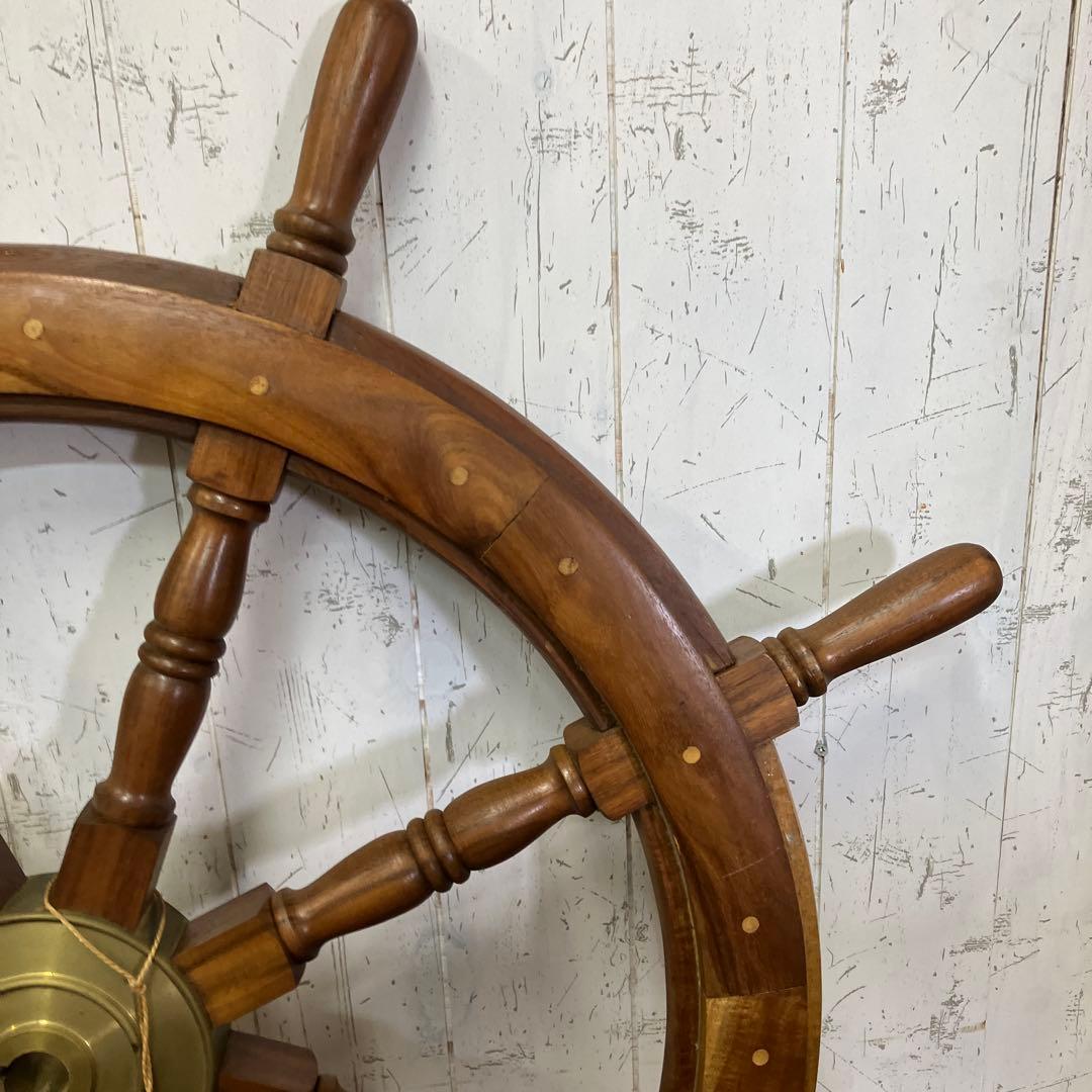 A-壁 木製 船の舵輪 8本ハンドル マリンインテリア 操舵輪 ラット ハンドル