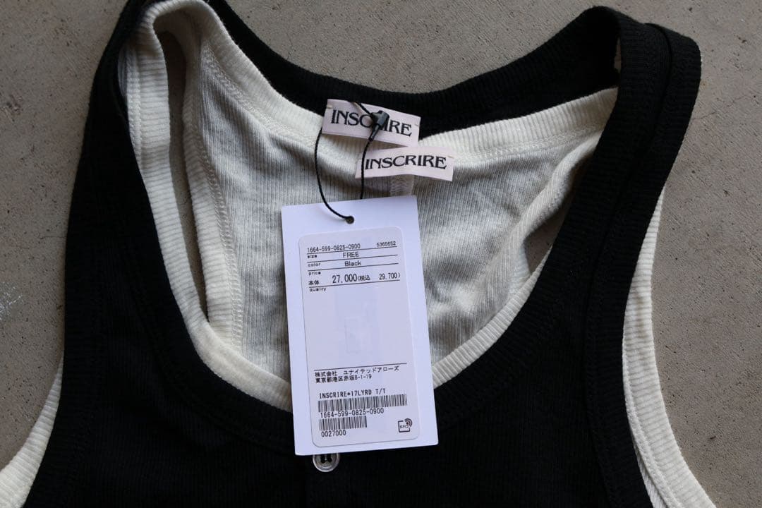 INSCRIRE アンスクリア タンクトップ 2枚セット ブラック