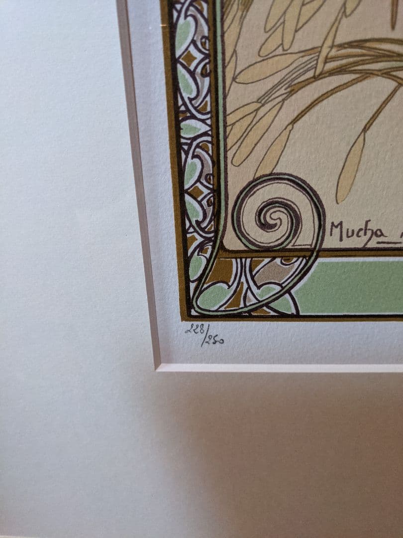 アルフォンヌ・ミュシャ「夏」リトグラフ美品です。