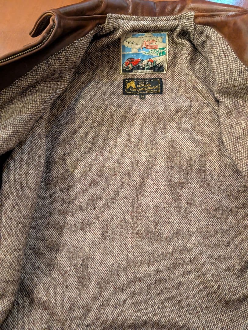 エアロレザー　ブラウン シングルライダースジャケット