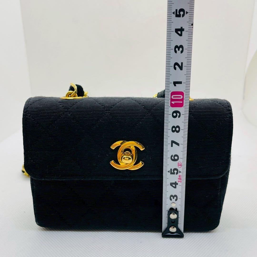 CHANEL　シャネル ミニマトラッセチェーンショルダー コットン ブラック