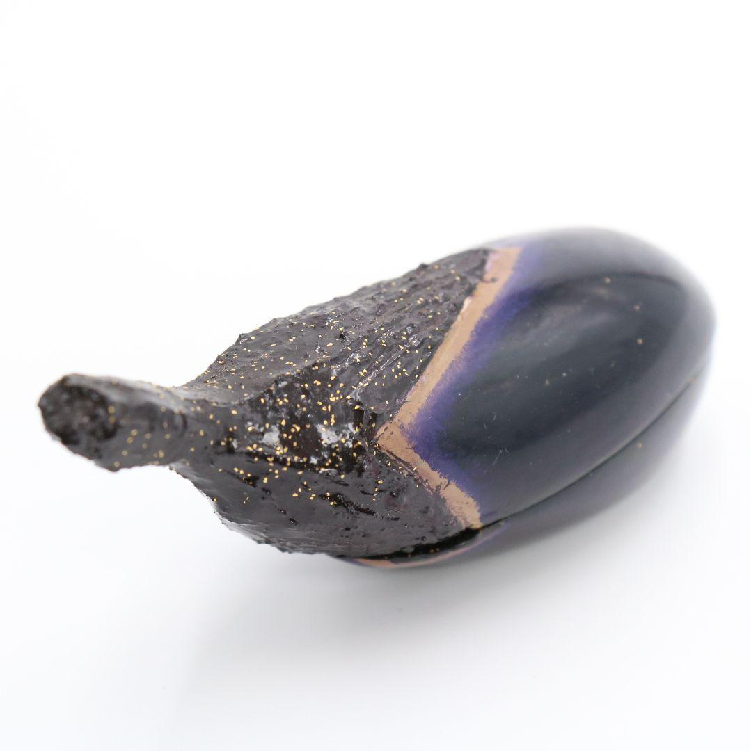 松井芳子作 輪島塗 乾漆なす香合 共箱茶道具　N125　1F20