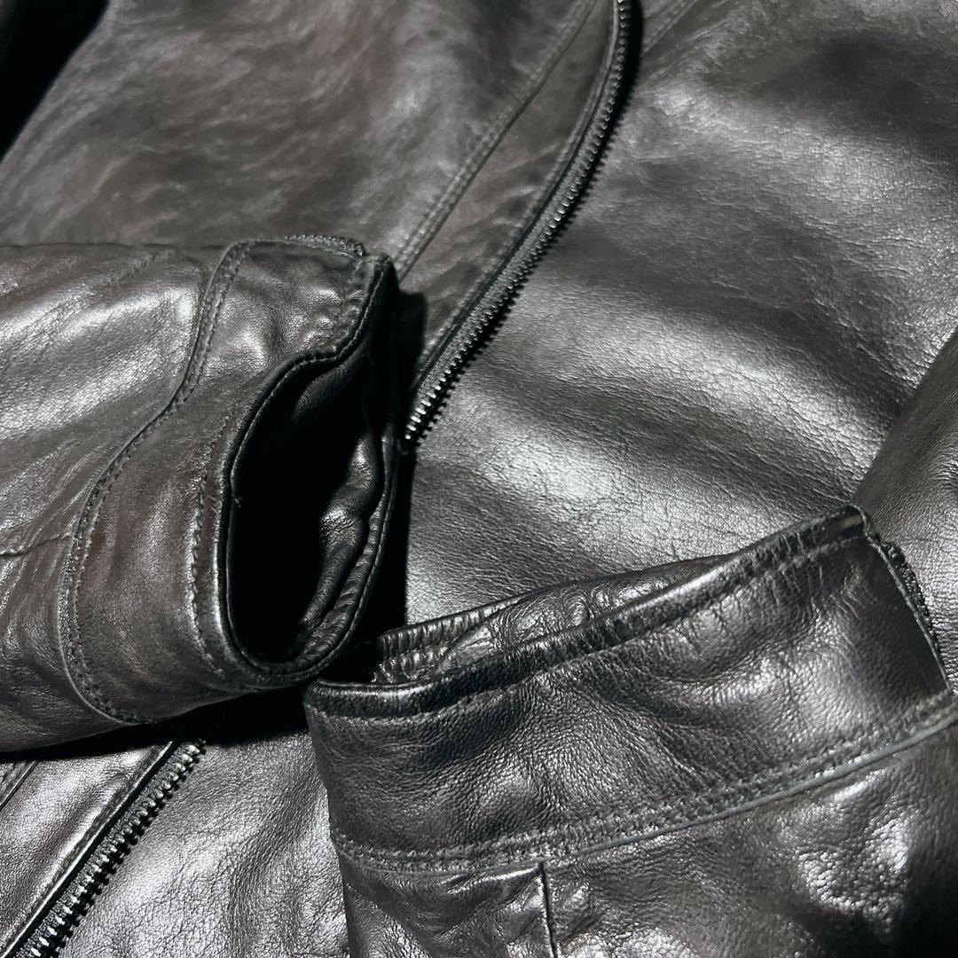 美品✨　ナノユニバース 羊革 ライダース ジャケット 黒 中綿 キルティング L