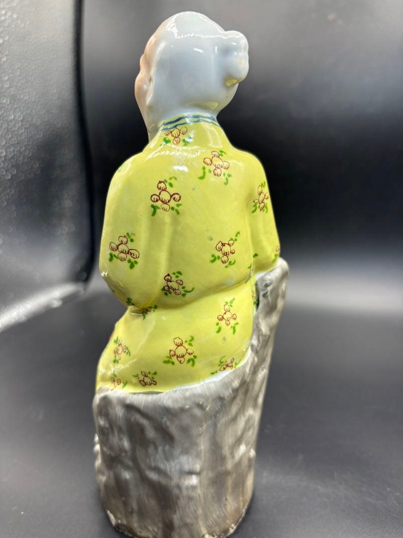 中国美術 古玩 色絵陶人形 陶器人形 高さ約23cm 置物 オブジェ 古董品