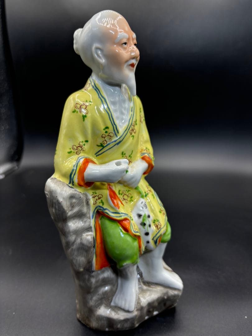 中国美術 古玩 色絵陶人形 陶器人形 高さ約23cm 置物 オブジェ 古董品