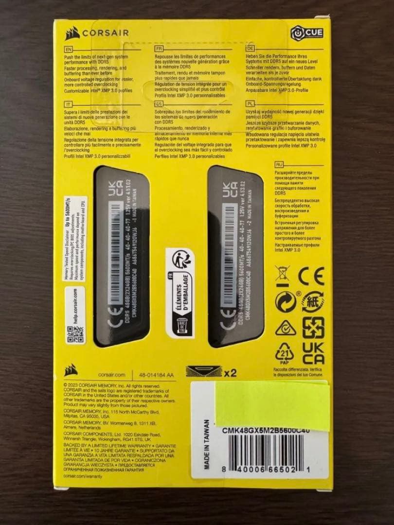 DDR5 24GB2枚 5600MHz CMK48GX5M2B5600C40新品