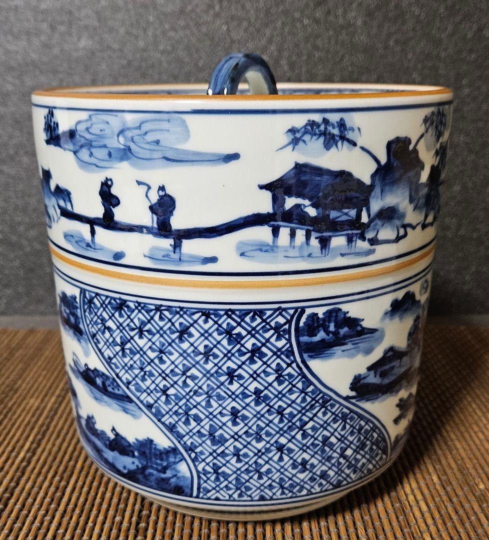 京焼　清水焼　名工】　橋本喜泉　造　染付　祥瑞　水指　共箱　共布　未使用品！