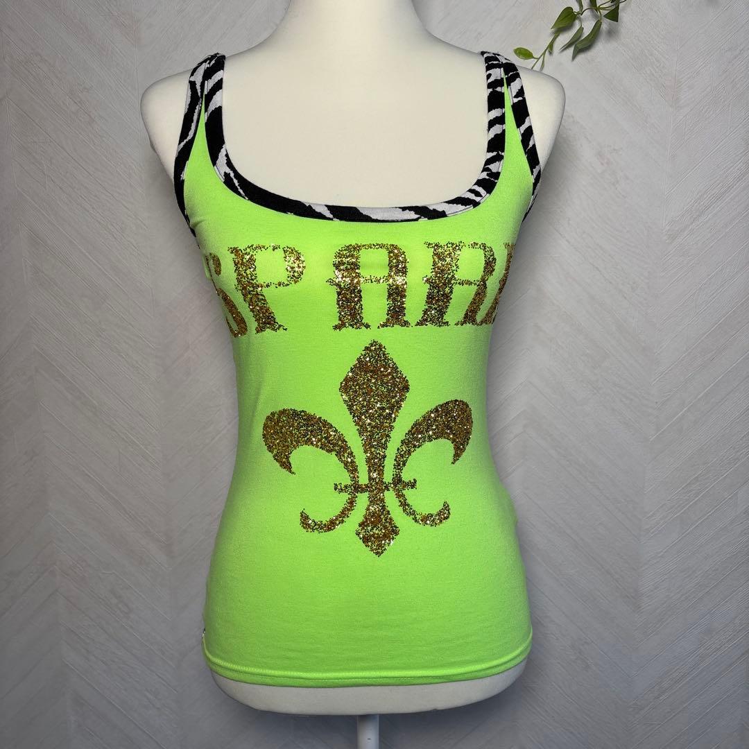 d.i.a. 平成ギャルy2k バックオープンゼブラ柄ラメロゴタンクトップ