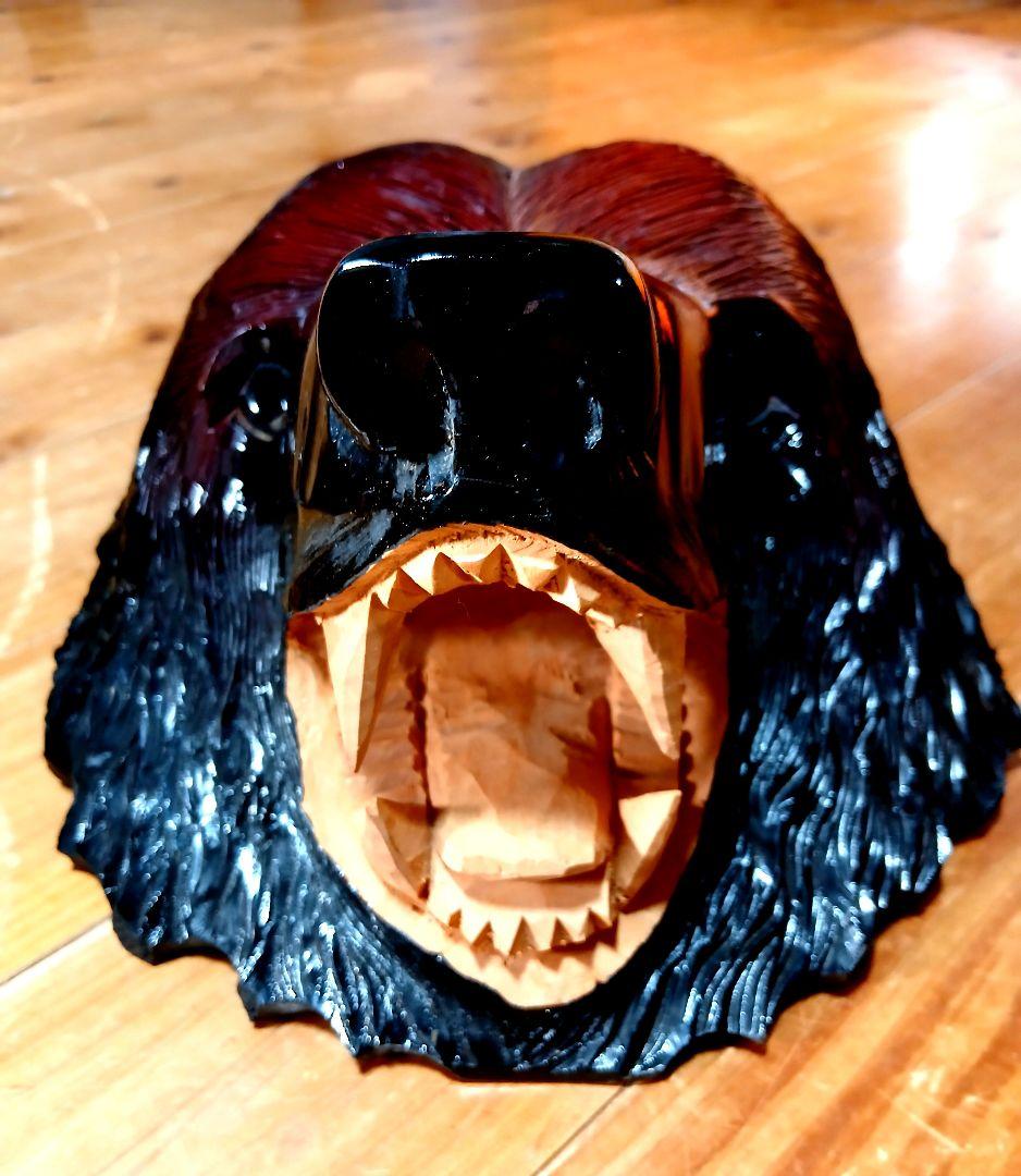 大型熊木製 彫刻　壁掛け