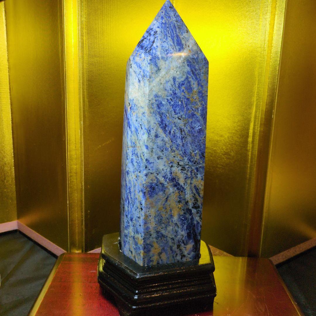 ソーダライト 六角柱 3.1kg 高さ27cm 台座付き 天然石 パワーストーン