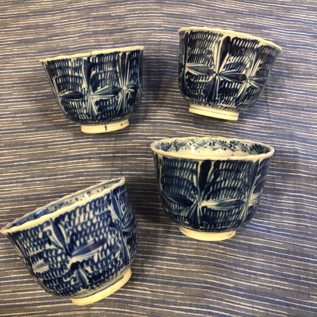 明治そば猪口手書き染め付けセット