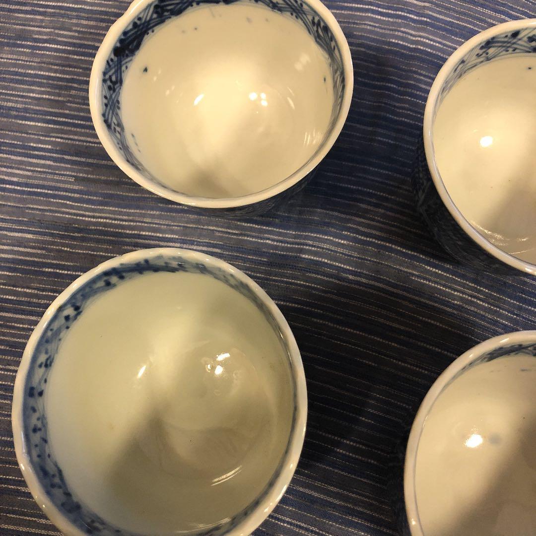 明治そば猪口手書き染め付けセット