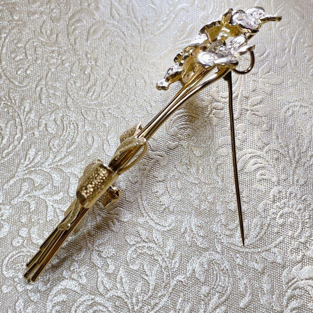 K18 ダイヤモンド　0.3ct 綺麗な花束ブローチ