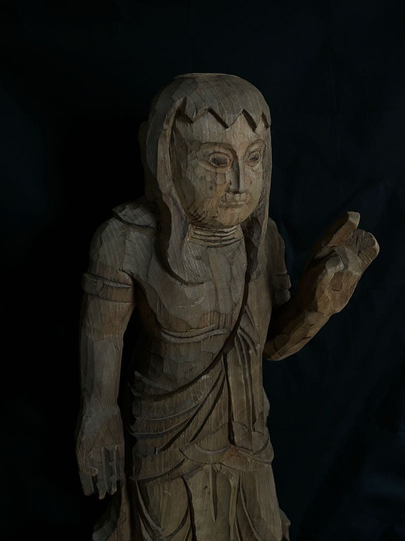 木彫 時代 仏像 70cm 菩薩立像 観音立像 仏教美術 木製 聖徳太子