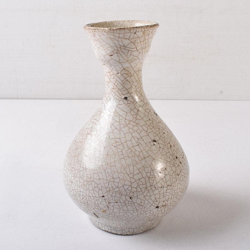 中国　哥窯　白磁　金糸鉄線　氷裂文　碗口瓶　時代箱　M　R8777