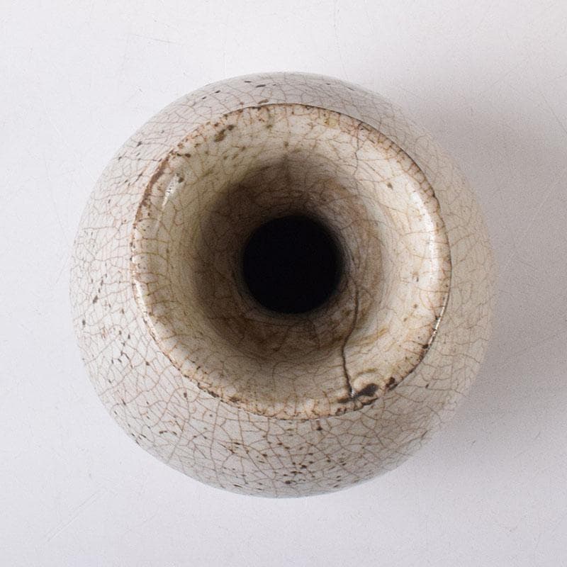 中国　哥窯　白磁　金糸鉄線　氷裂文　碗口瓶　時代箱　M　R8777