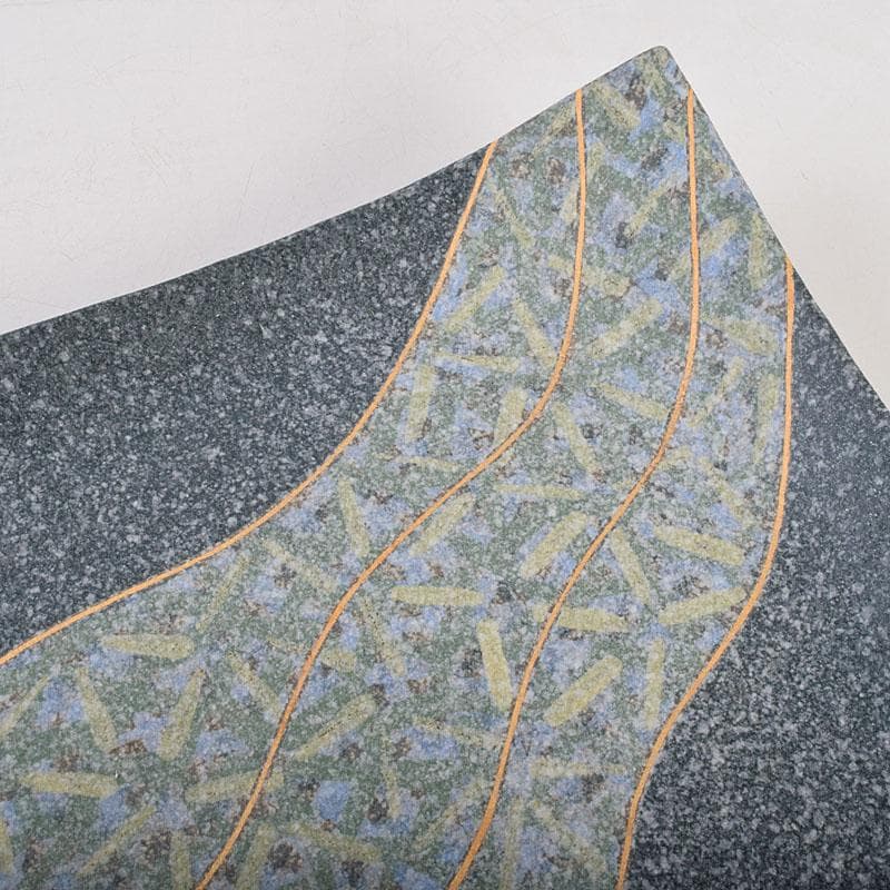 丹波焼　珀耀窯　清水一ニ作　吹泥金彩流文　長形皿　共布共箱　C　R9159B