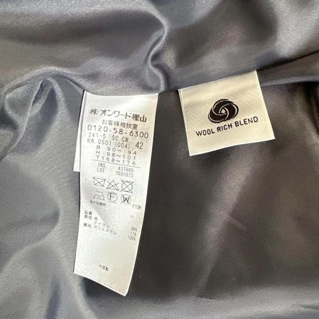 ICB グレー ウールライトメントルチェスターコート　サイズ42