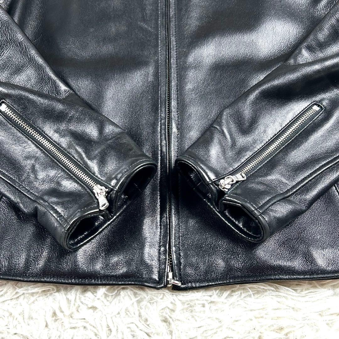 極美品 ✨ ナノユニバース シングルライダースジャケット XL 黒 羊革 秋冬