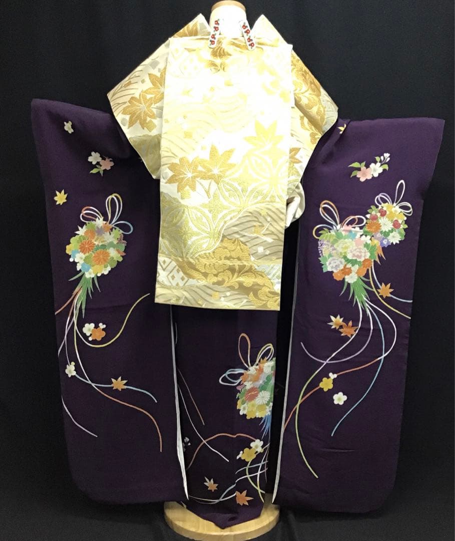 大丸誂え 千總 京友禅 紫地 薬玉 金駒刺繍 振袖 単品