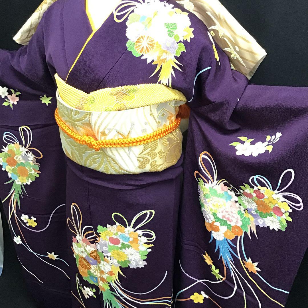 大丸誂え 千總 京友禅 紫地 薬玉 金駒刺繍 振袖 単品