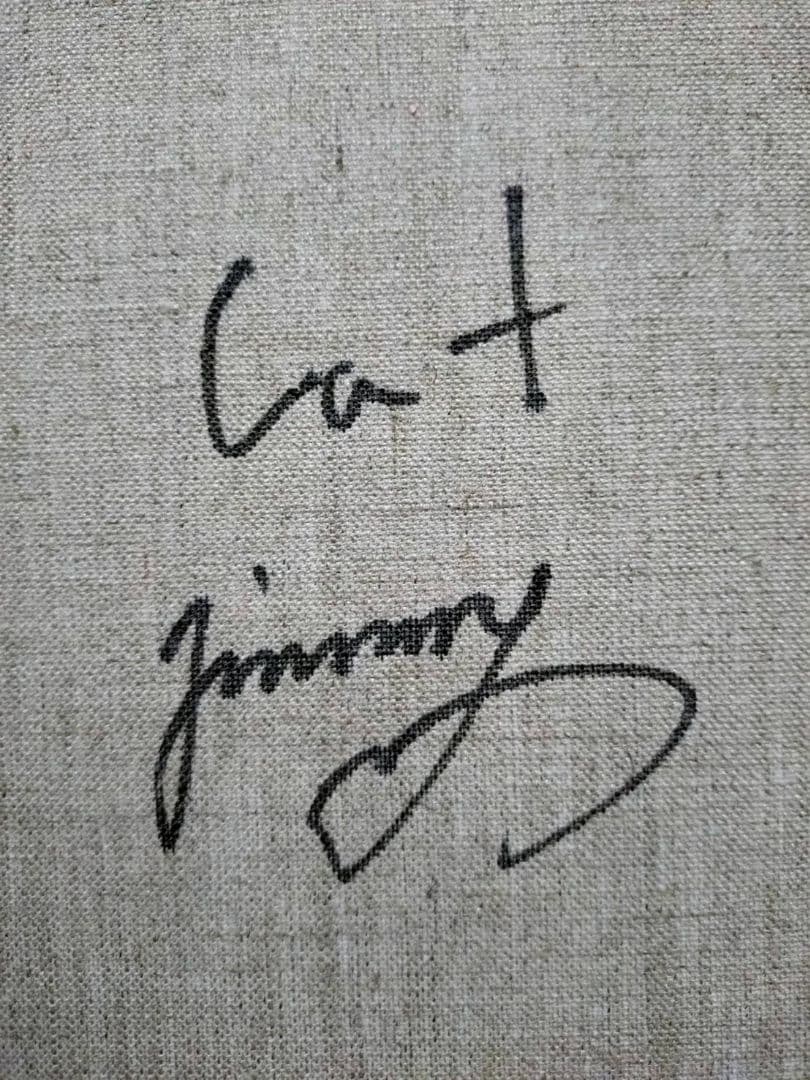 【F6号】ジミー大西【Cat】手描き作品/表裏サイン/油彩/アクリル/絵画/額縁