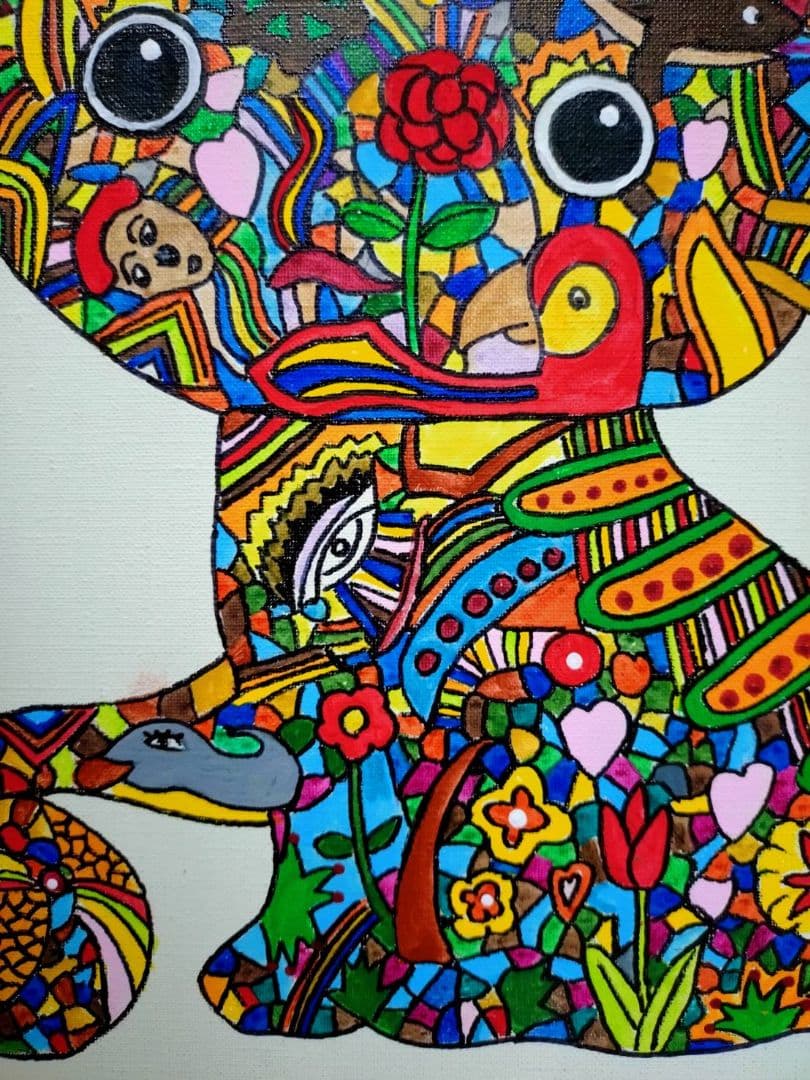 【F6号】ジミー大西【Cat】手描き作品/表裏サイン/油彩/アクリル/絵画/額縁