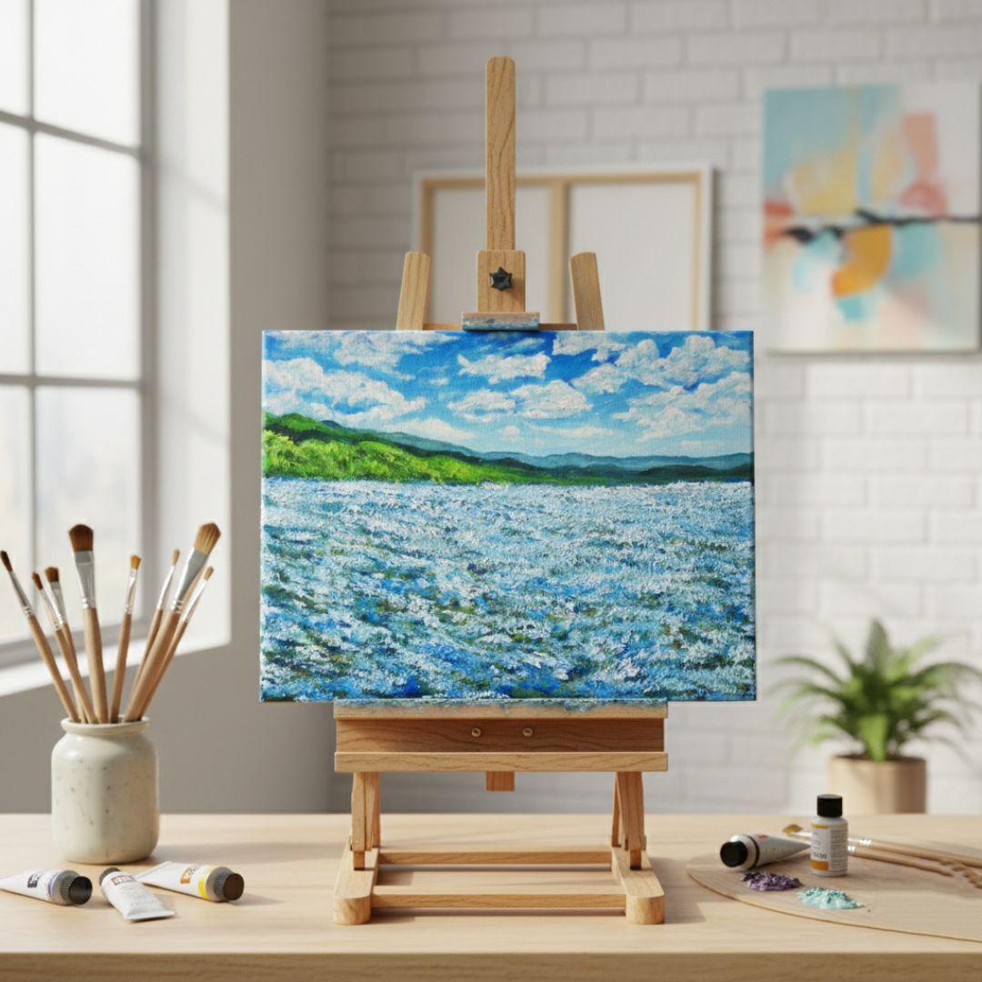 油絵 油彩 油彩画 絵 絵画【青の大地】