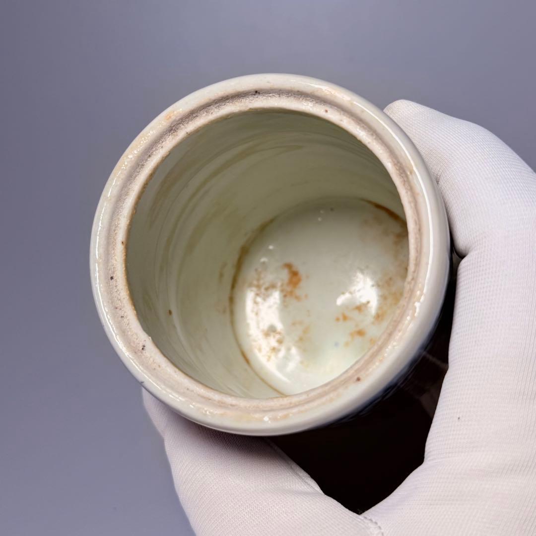 江戸時代　古伊万里　染付蛸唐草文様蓋物　緻密な絵付　大人気図柄　古器を楽しむ