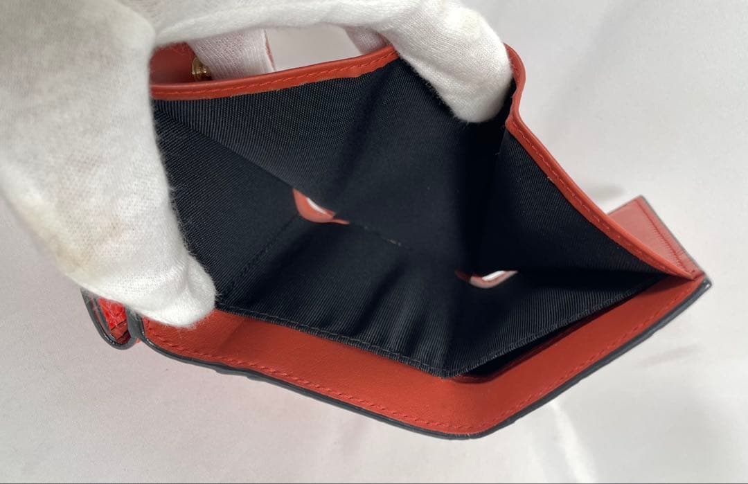 未使用に近い SMYTHSON スマイソン 三つ折り財布 クロコ型押し 箱付き