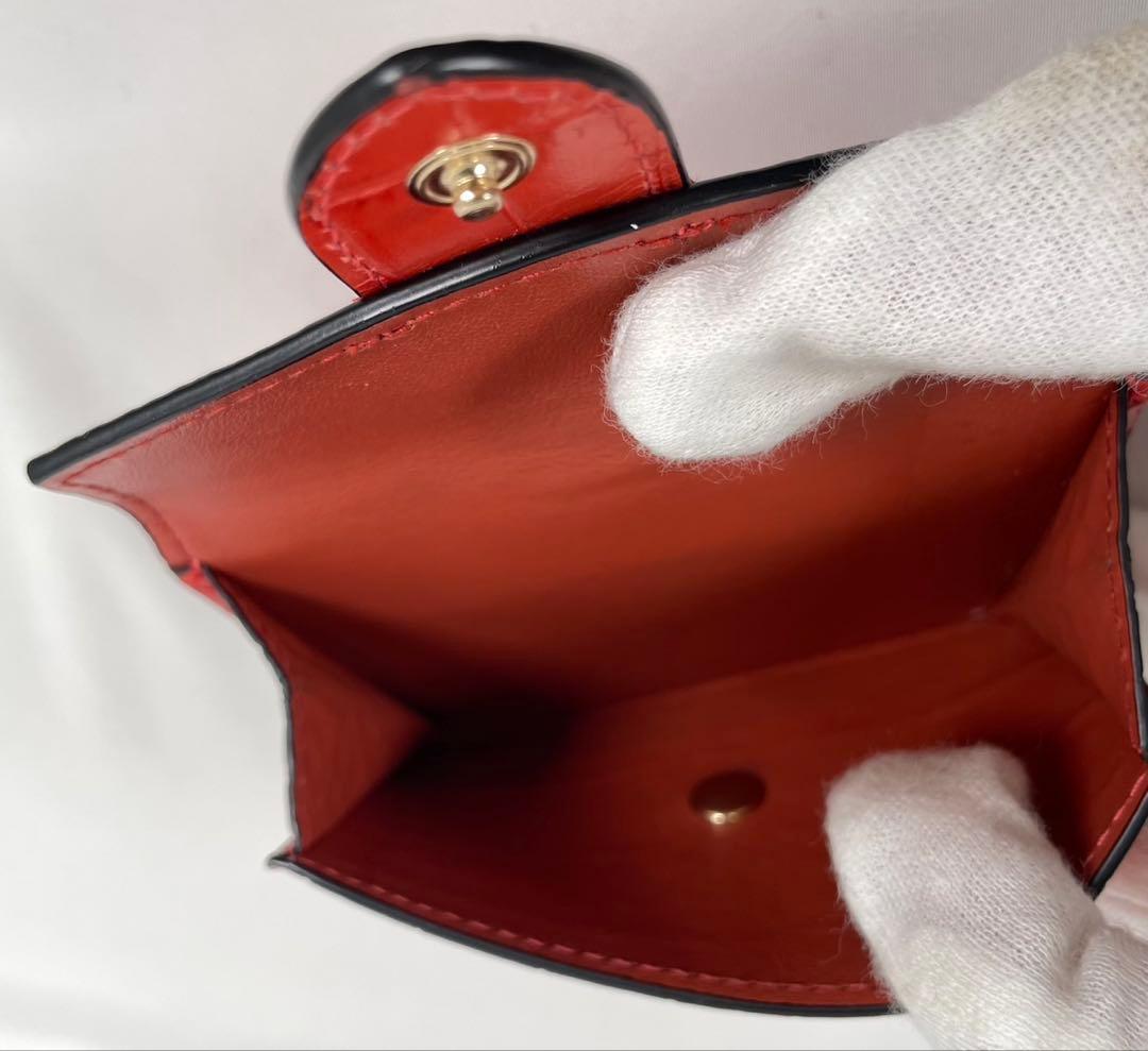 未使用に近い SMYTHSON スマイソン 三つ折り財布 クロコ型押し 箱付き