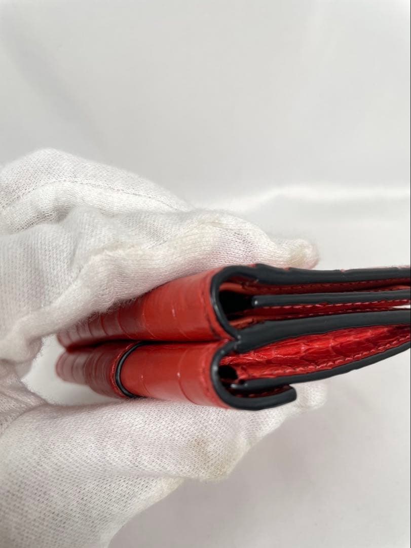 未使用に近い SMYTHSON スマイソン 三つ折り財布 クロコ型押し 箱付き