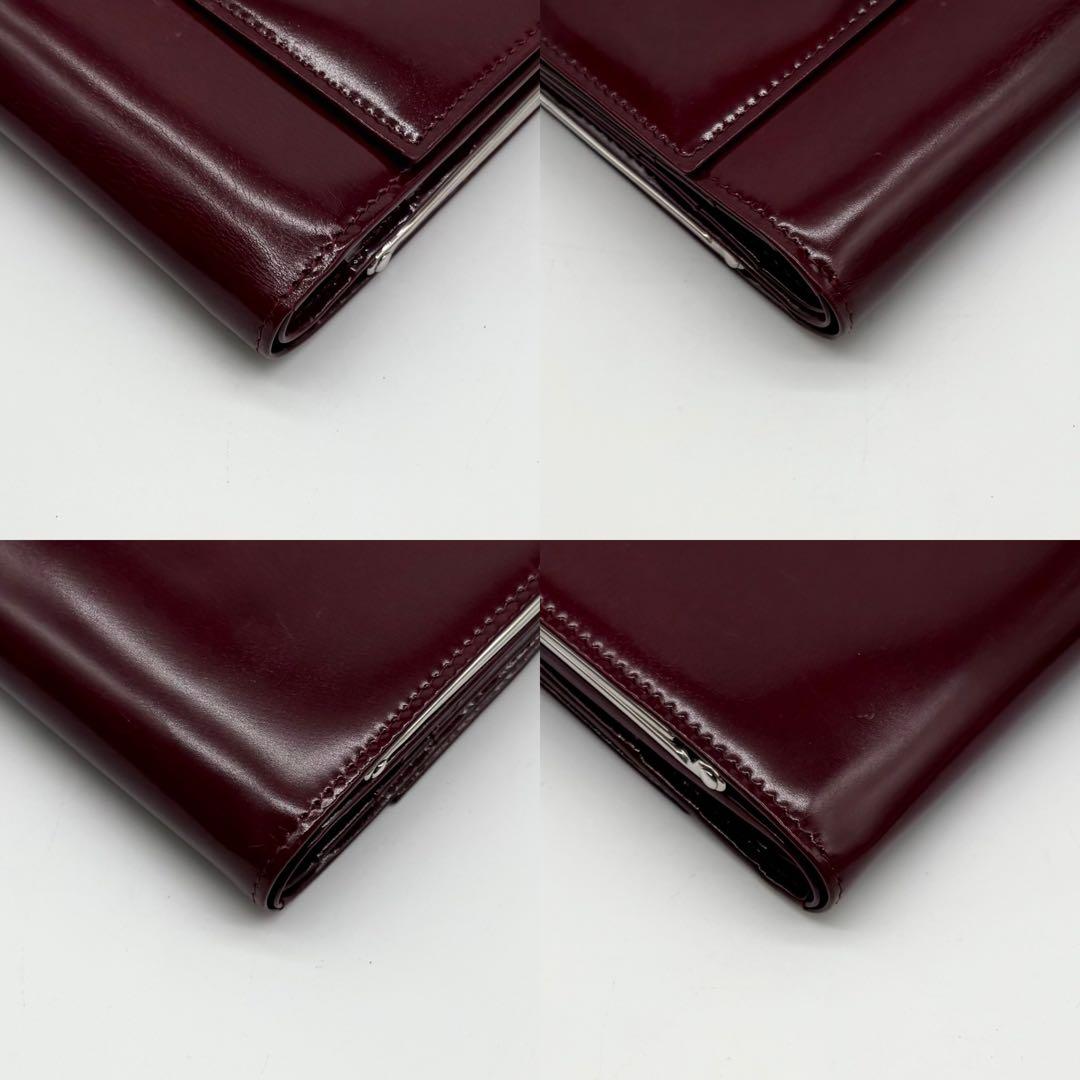 【美品】Cartier レザー 2つ折り財布 パンテール がま口 プレート ロゴ