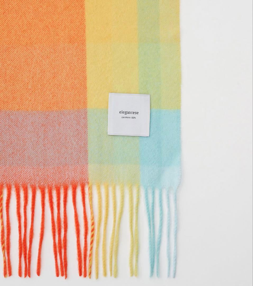 elegancese エレガンセーゼ　カシミヤマフラー　　　オレンジ　イエロー