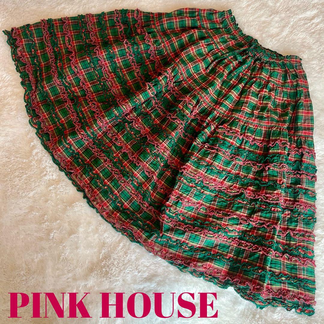 ピンクハウス　オリジナルタータンチェックスカート　フリル　スカート