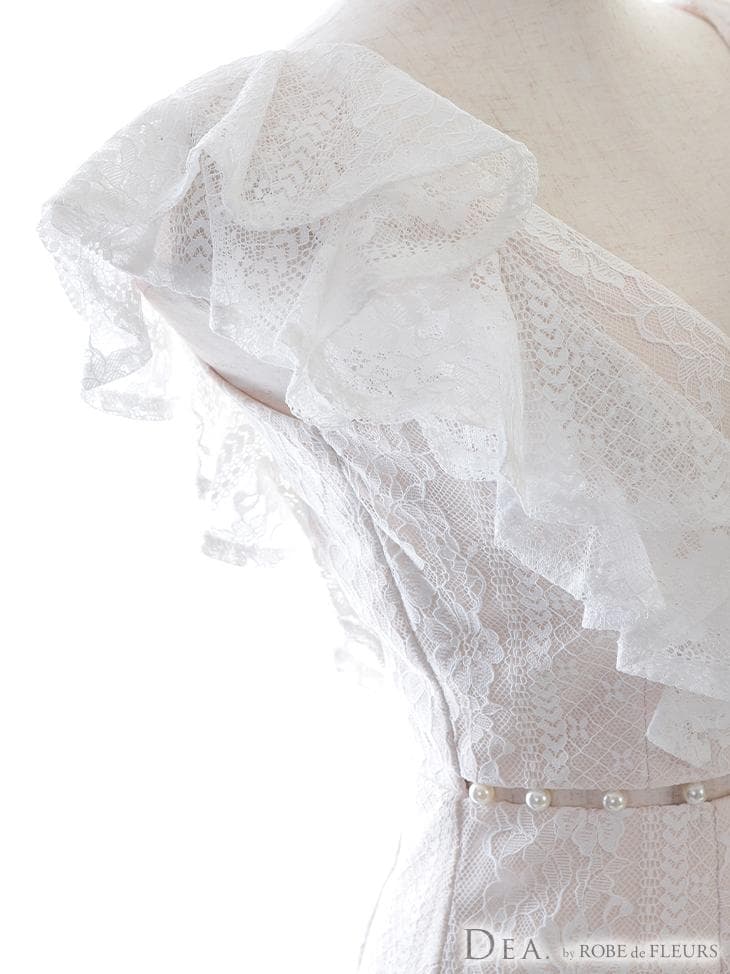 【大人可愛い♡】ROBEdeFLEURS 総レースｘパールフリルマーメイドドレス