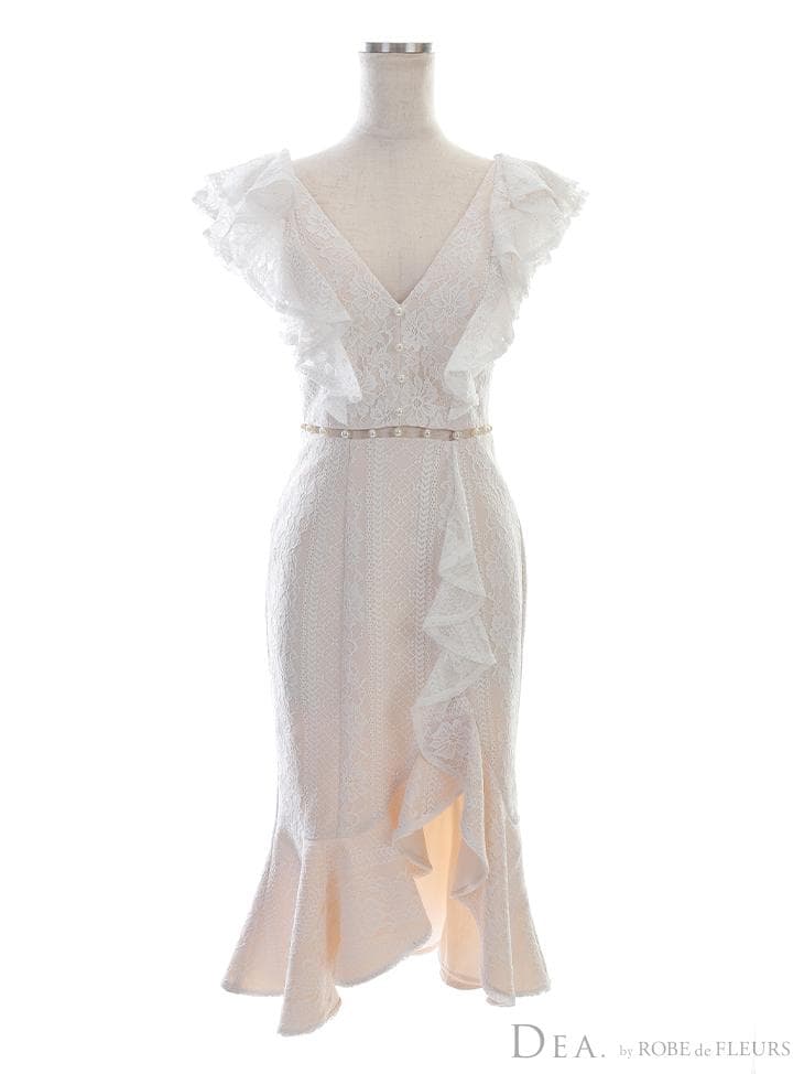 【大人可愛い♡】ROBEdeFLEURS 総レースｘパールフリルマーメイドドレス