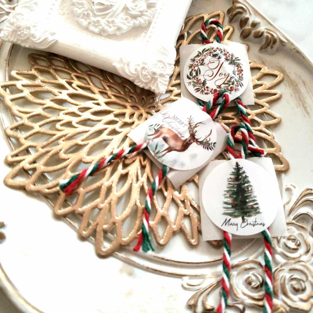 No.223　リボン付きサンキューシール　クリスマス　リボンシール　ギフトシール