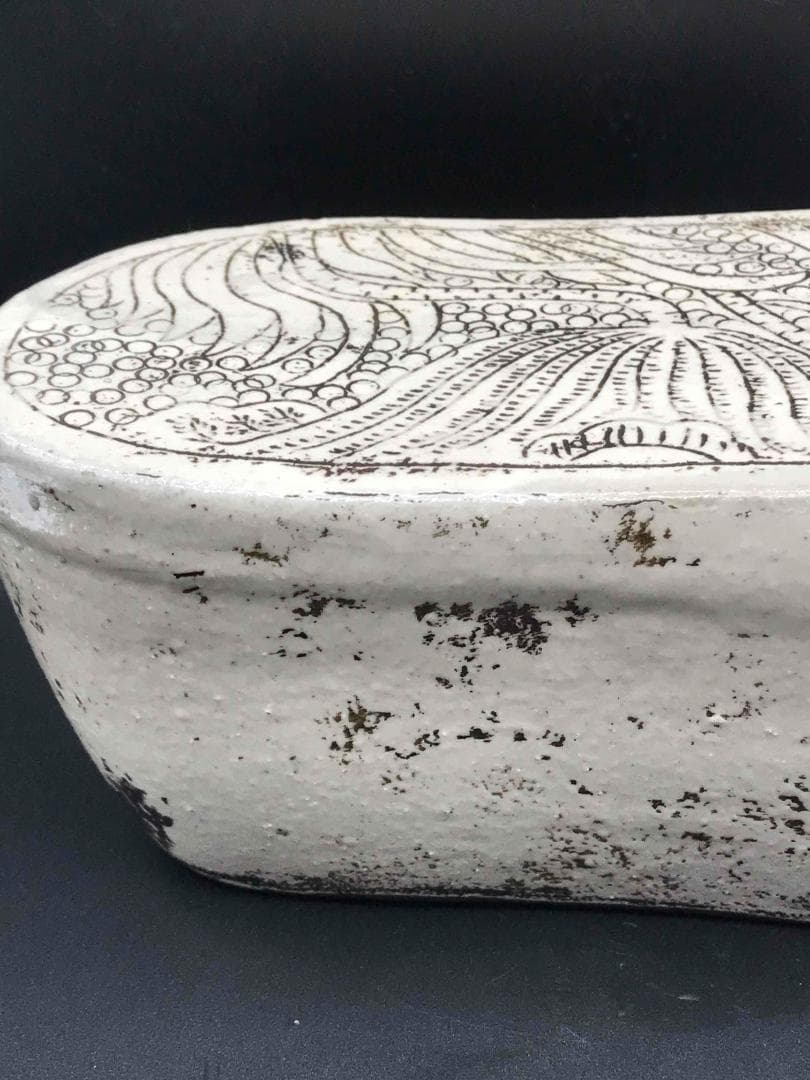 中国骨董　宋時代　磁州窯真珠蓮池紋枕　旧家蔵出し(B-3)
