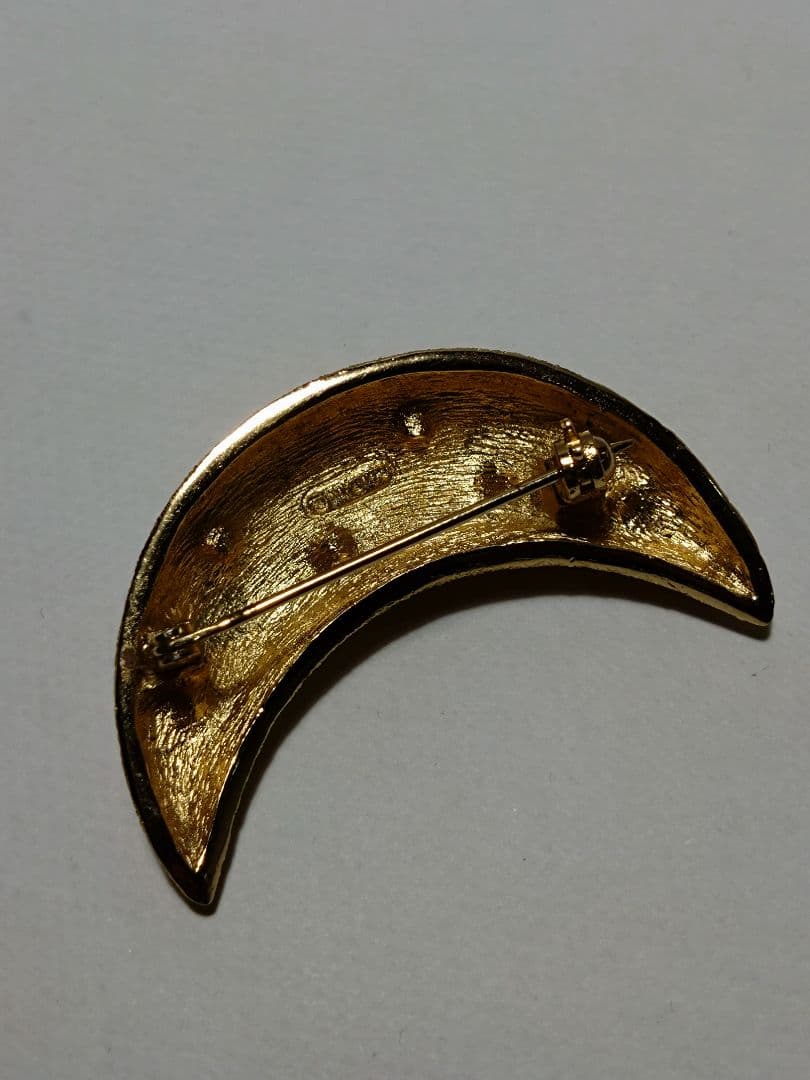 ChristianDior　ディオール　ストーン 三日月　ブローチ　ゴールド