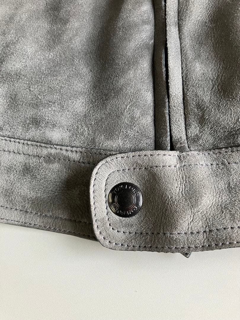 値下げTOMFORD トムフォード　スエードシングルライダース　グレー　44