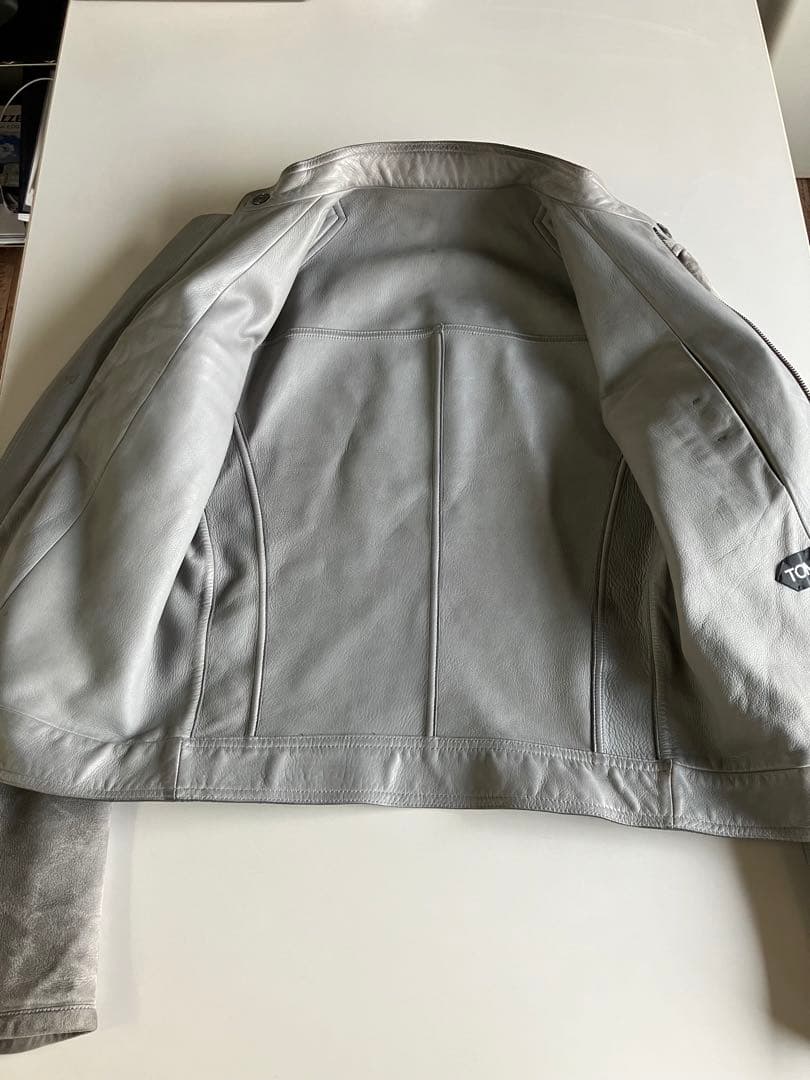 値下げTOMFORD トムフォード　スエードシングルライダース　グレー　44