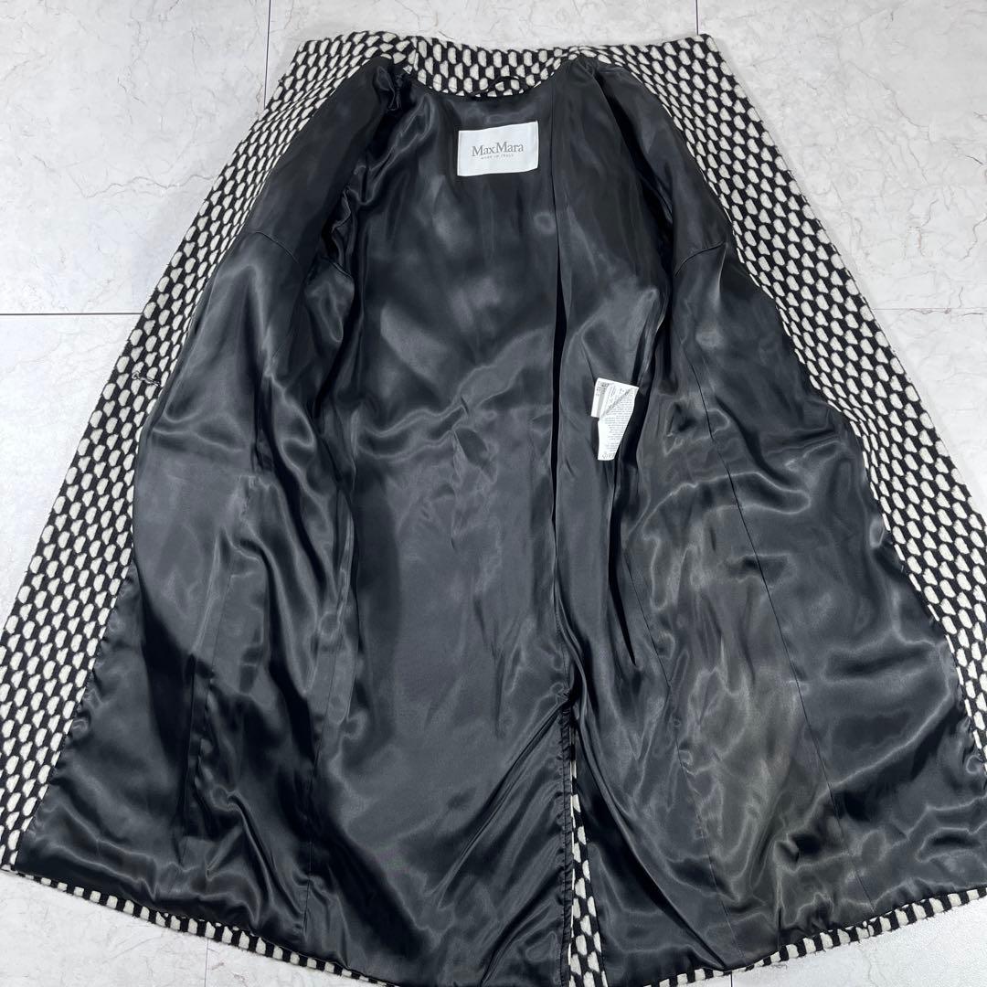 ✨極美品 マックスマーラ 白タグ 格子チェック スタンドカラーコート アルパカ混