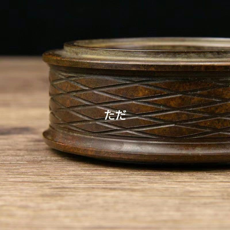 銅器 薫香炉 菱形漁網紋帯蓋香炉 香具 装飾品 工芸品 置物