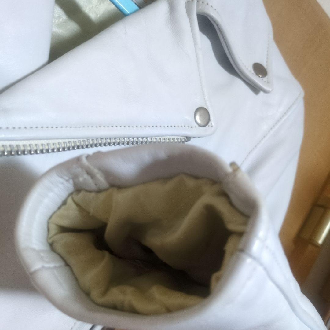 革ジャン 白 メンズ 本革 ホワイトレザー ダブル ライダースジャケット