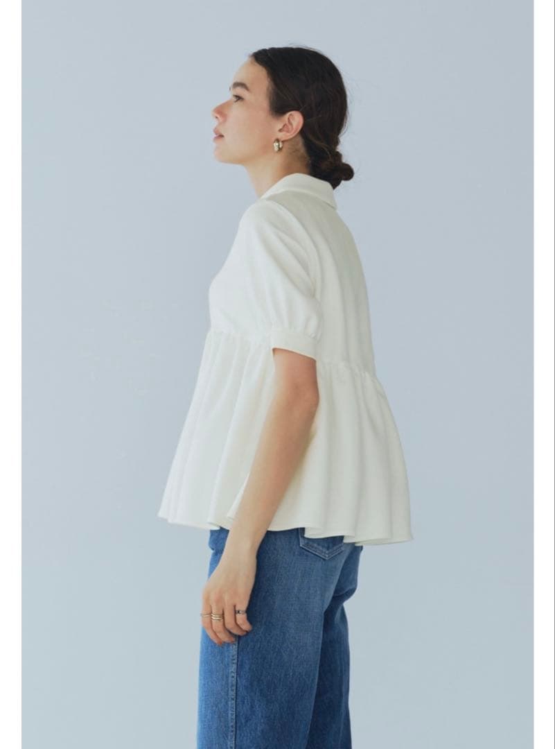 yori ヨリ オーガニックコットンパイルポロカットソー38 ホワイト