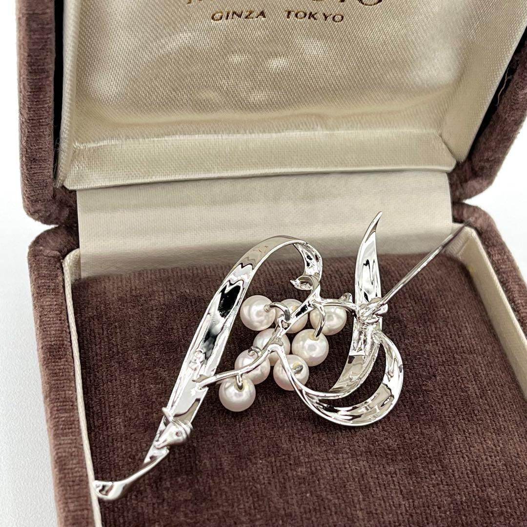 【美品✨】MIKIMOTO ブローチ 8粒 パール 本真珠 フラワー シルバー