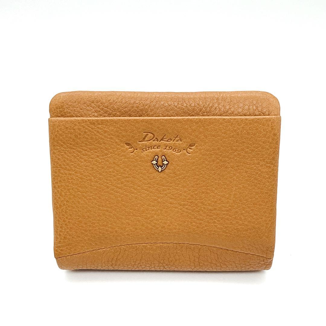 【美品】Dakota 二つ折り財布 コンパクト 本革 馬蹄 L字ファスナー