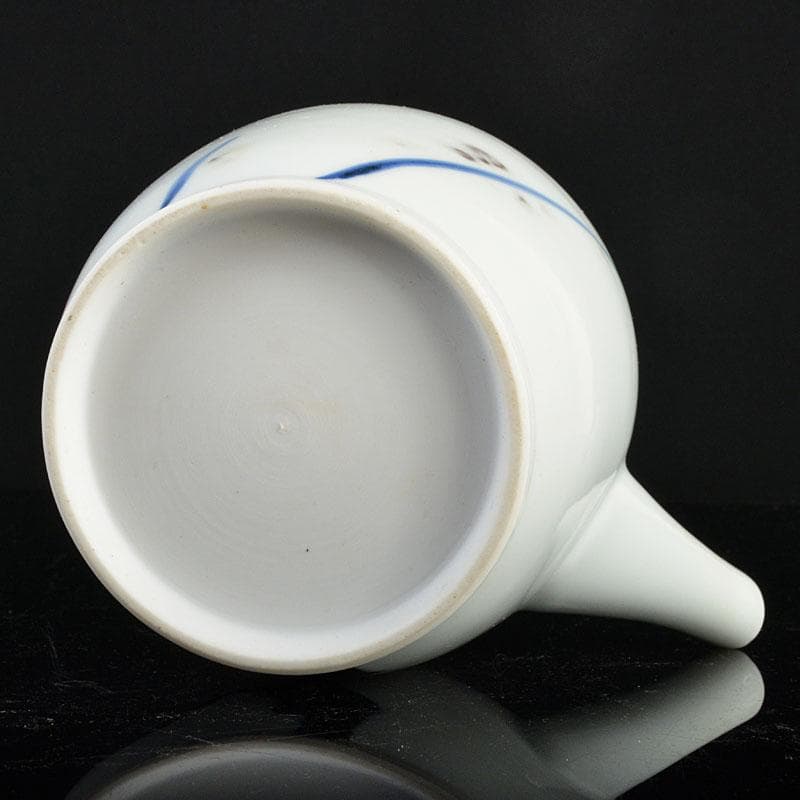 日本画家　郷倉千靱作　染付釉裏紅　花文　急須　共箱　M　R4346