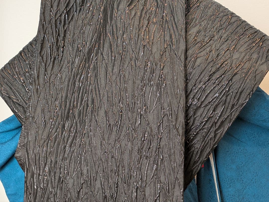 振袖フルセット 身丈152裄64 色無地振袖 青藍色 地紋 やまと誂え 成人式